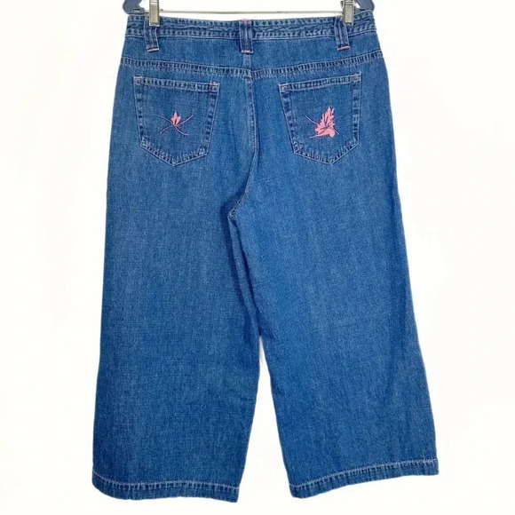 Bill Blass Vintage Women's Jeans Cropped Wide Leg Embroidered Y2K Size 8 - Picture 2 of 6